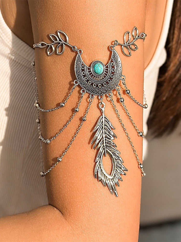 Bohemian Moon and Feather Head Chain