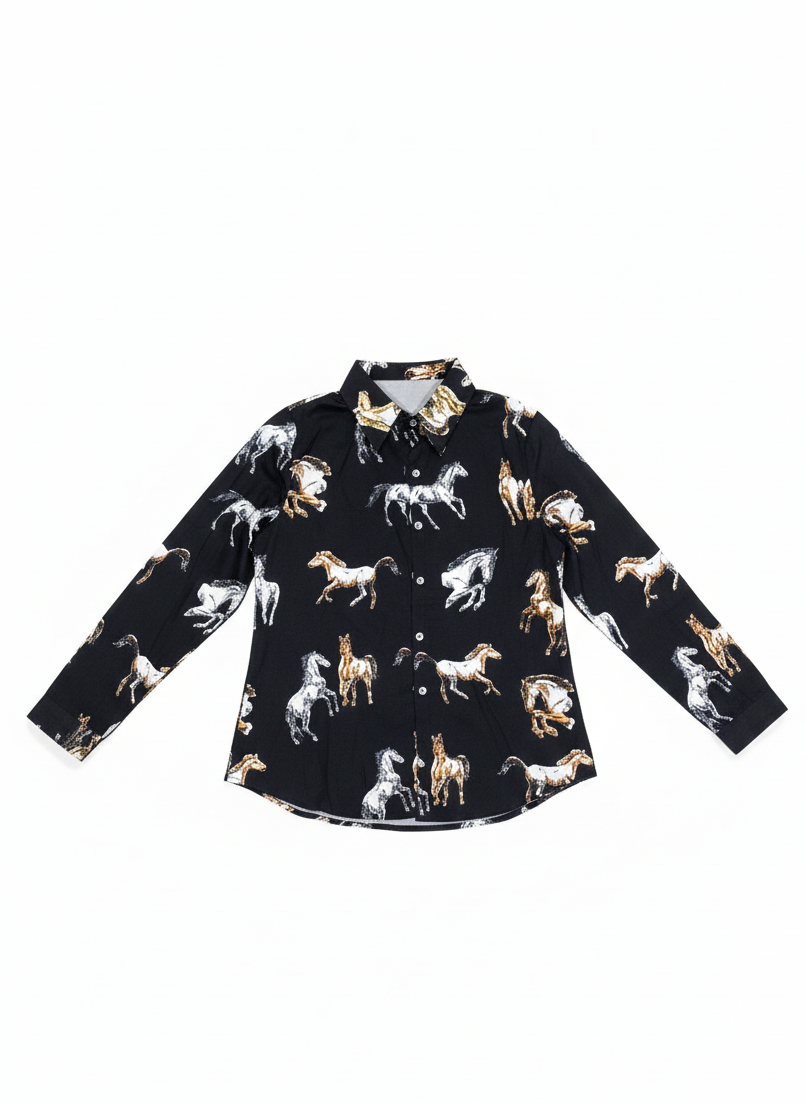 Monochrome Horse Print Blouse