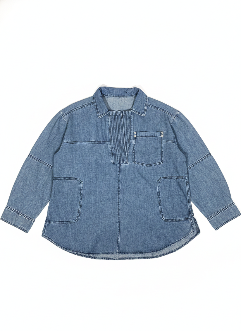 Chic Denim Overshirt Jacket: Modern Relaxed Fit