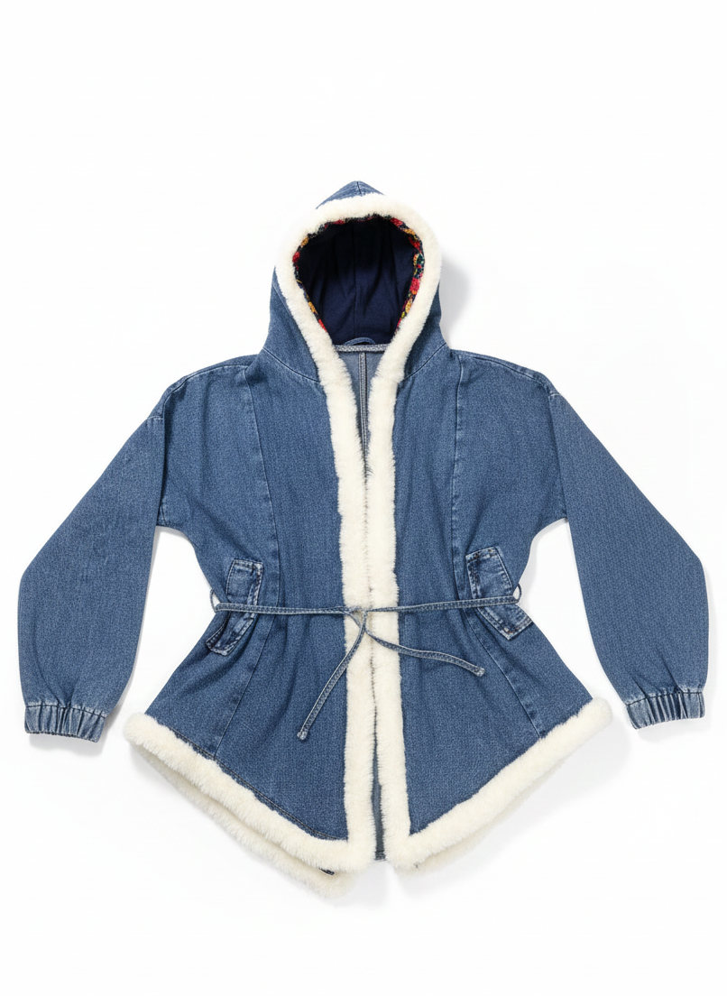 Floral-Lined Denim Parka