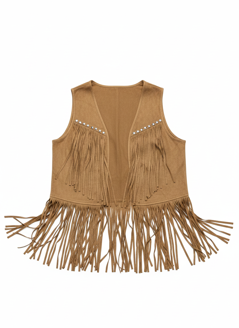 The Sierra Sands Double-Tiered Fringe Suede Vest