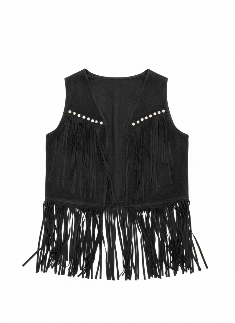 The Sierra Sands Double-Tiered Fringe Suede Vest