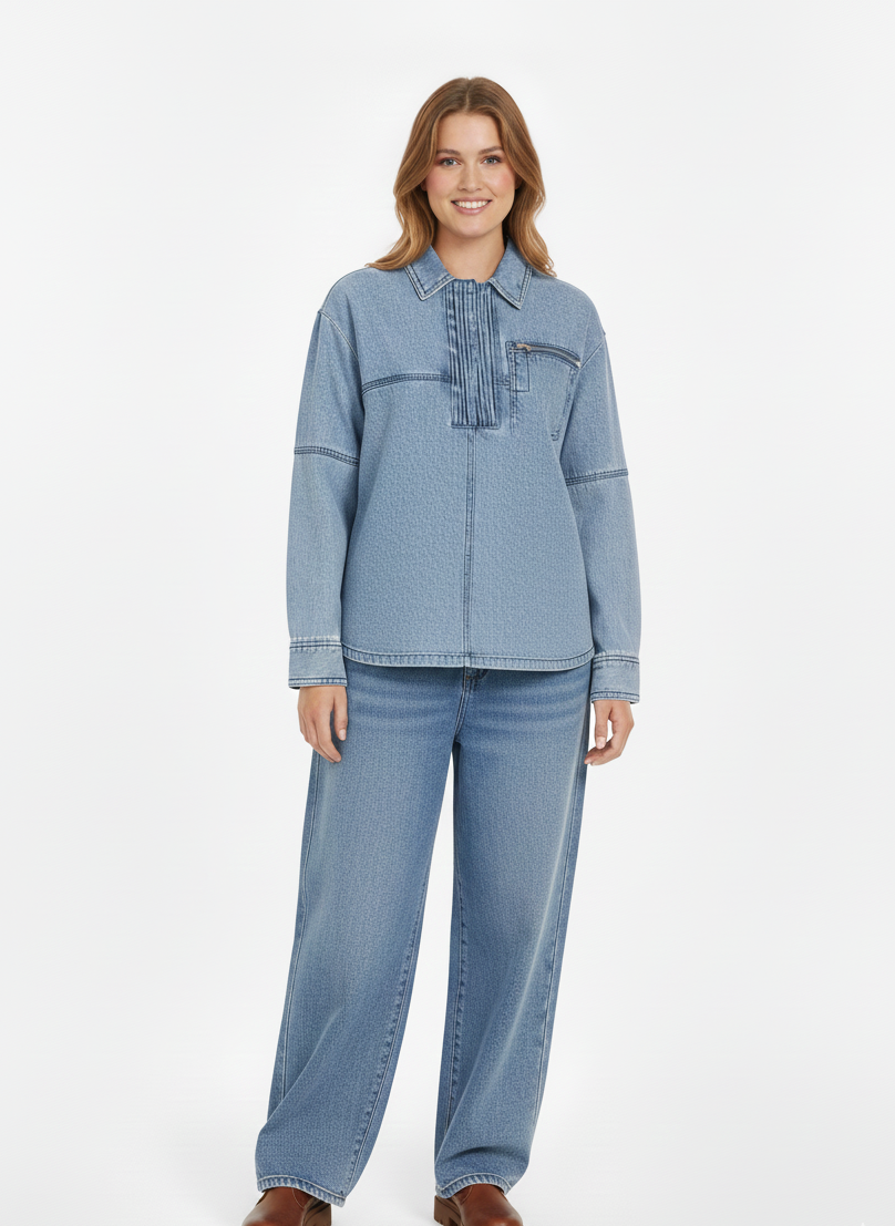 Chic Denim Overshirt Jacket: Modern Relaxed Fit