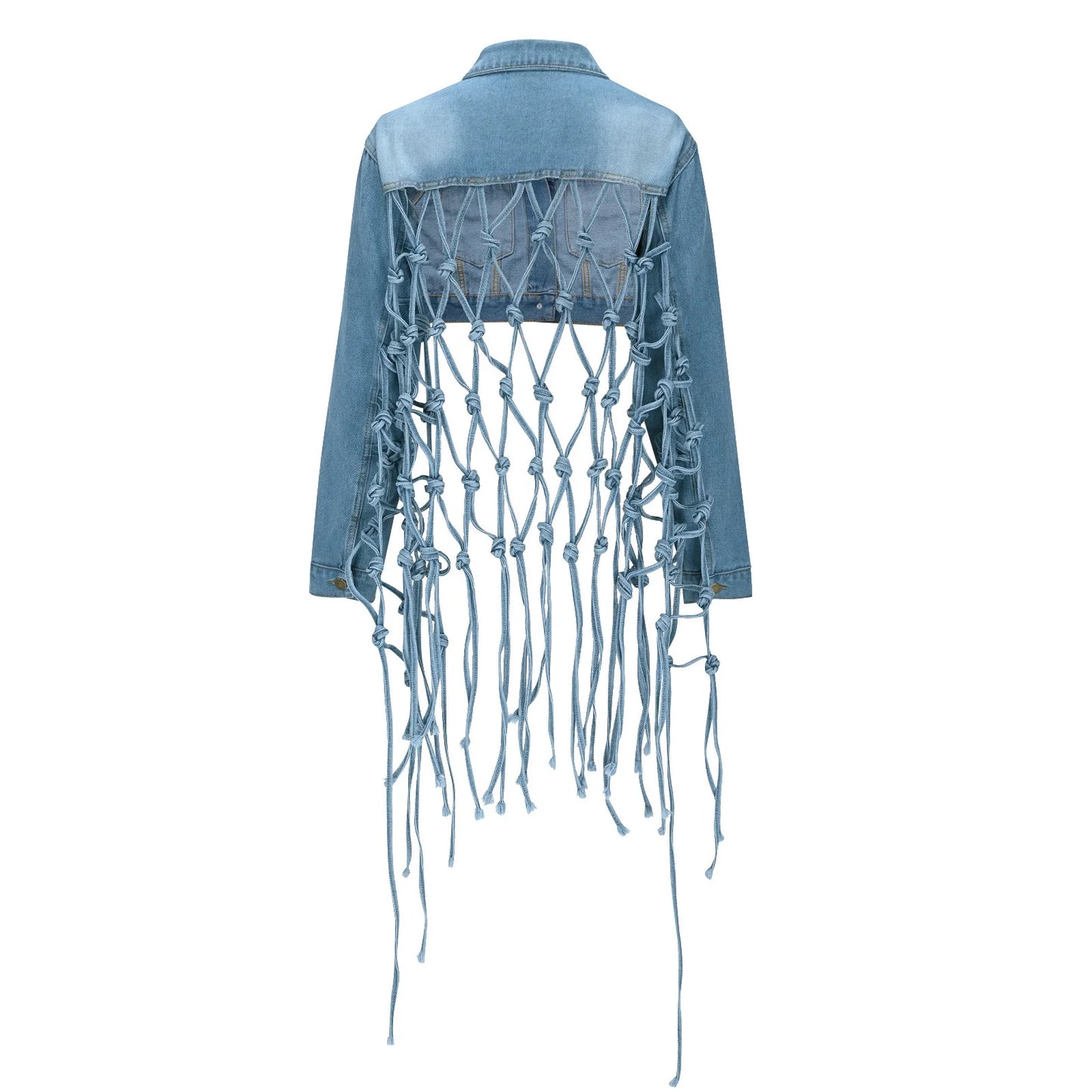 Knotty Denim Fringe Jacket